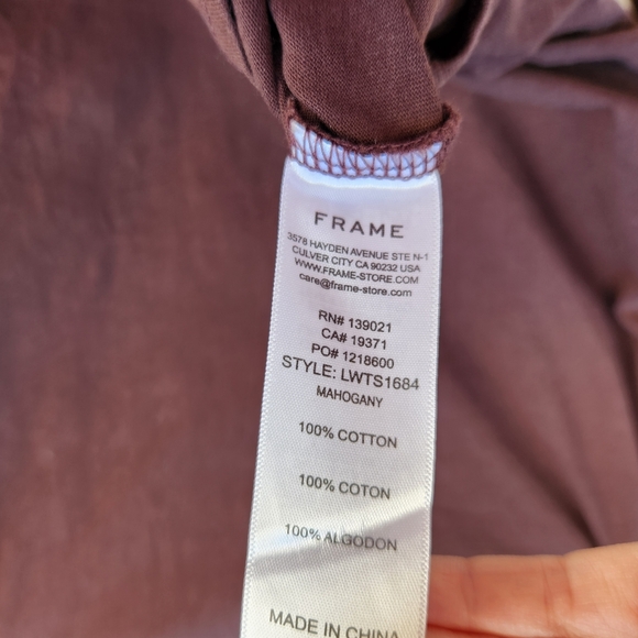 FRAME Brown Padded Shoulder Short Sleeve Crewneck T-Shirt - Picture 5 of 5